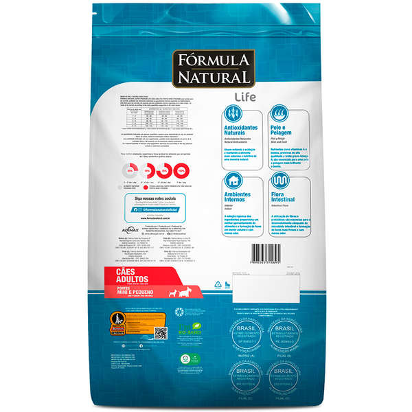 Ração Fórmula Natural Life Cães Adultos Raças Pequenas e Mini 1kg