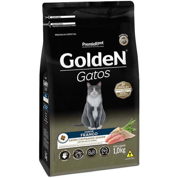 Ração Golden Gatos Sênior Castrados Frango 1kg