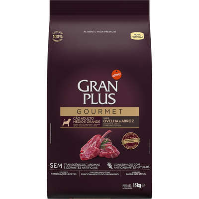 Ração GranPlus Gourmet Cães Adultos Raças Médias e Grandes Ovelha e Arroz 3kg