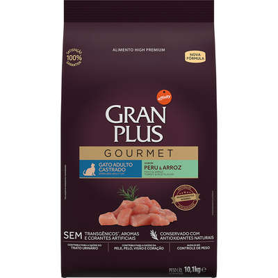 Ração GranPlus Gourmet Gatos Castrados Peru 1kg