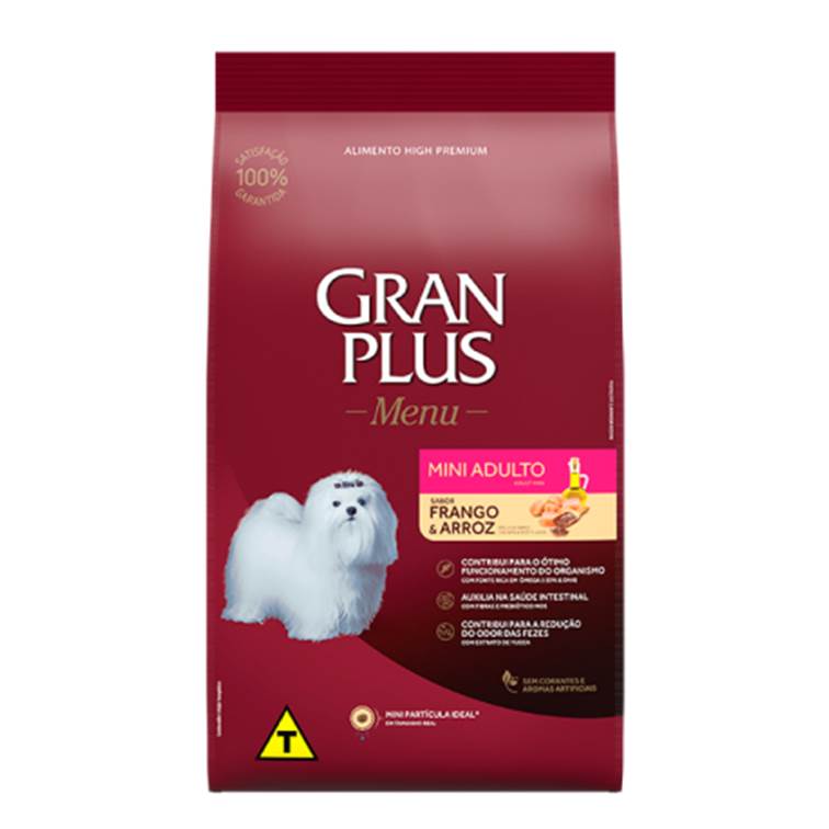 Ração GranPlus Menu Cães Adultos Mini Frango e Arroz 15kg