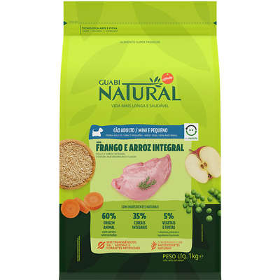 Ração Guabi Natural Cão Adulto Mini e Pequeno Frango e Arroz 1kg