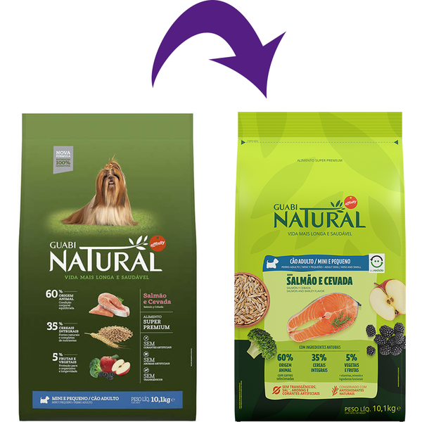 Ração Guabi Natural Cão Adulto Mini e Pequeno Salmão e Cevada 10,1kg