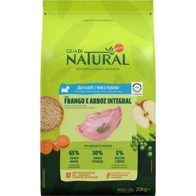 Ração Guabi Natural Cão Filhote Mini e Pequeno Frango e Arroz 1kg