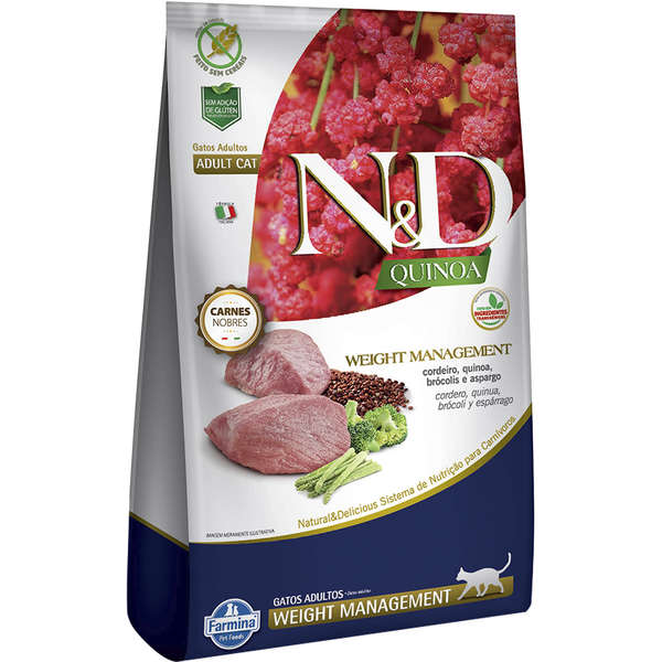 Ração N&D Quinoa Gatos Adultos Weight Management Cordeiro 7,5kg