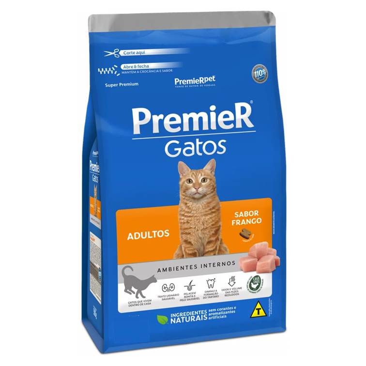 Ração Premier Ambientes Internos Gato Adulto Frango 1,5kg