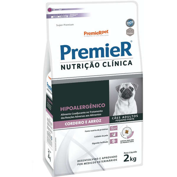 Ração Premier Nutrição Clínica Hipoalergênico Cordeiro e Arroz Cães Pequeno Porte 2kg