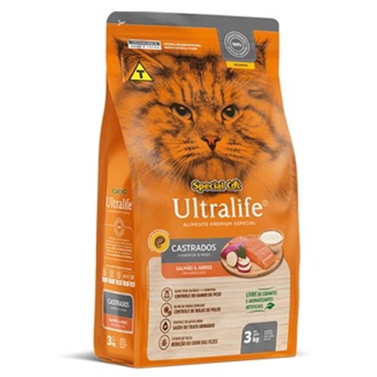 Ração Special Cat Ultralife Gatos Castrados Salmão 3kg