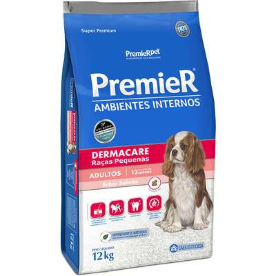 Ração Premier Ambientes Internos Dermacare Cão Adulto Raças Pequenas 12kg