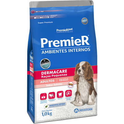Ração Premier Ambientes Internos Dermacare Cão Adulto Raças Pequenas 1kg