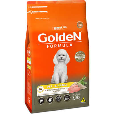 Ração Golden Fórmula Cães Adultos Mini Bits Peru e Arroz 3kg