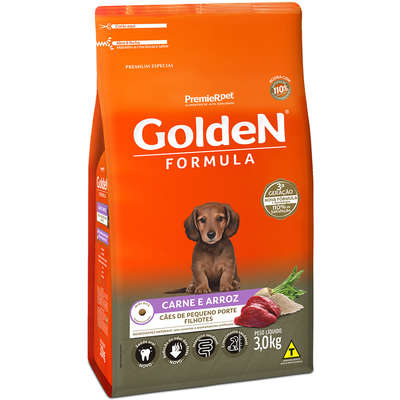 Ração Golden Fórmula Cães Filhotes Mini Bits Carne e Arroz 3kg
