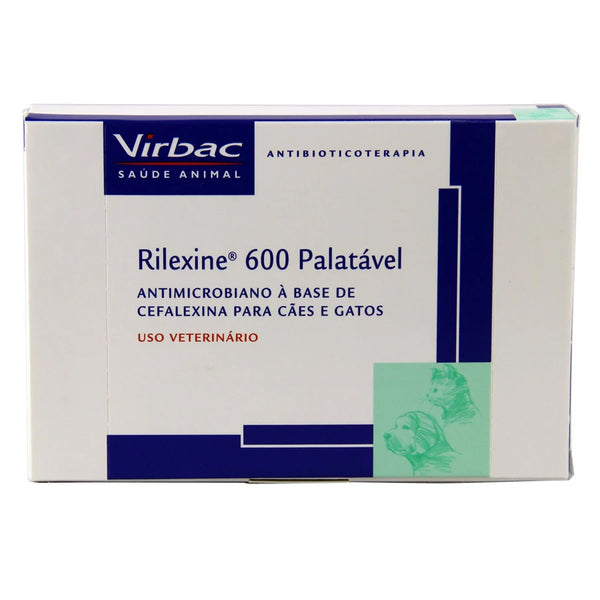Antibiótico Cães e Gatos Rilexine 600mg Virbac Blister 7 comprimidos