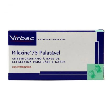 Antibiótico Cães e Gatos Rilexine 75mg Virbac Blister 7 comprimidos