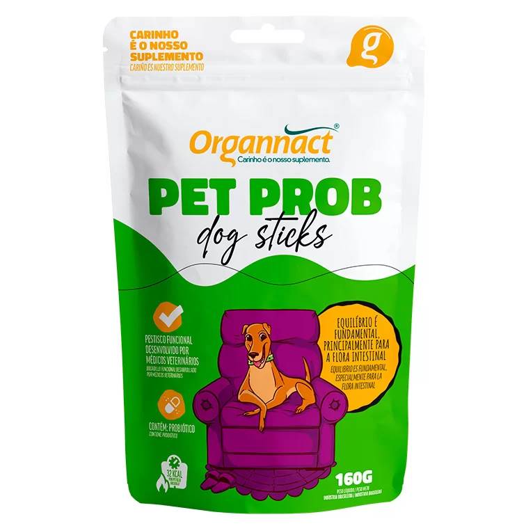 Suplemento Organnact Pet Prob Dog Sticks para Cães 160g