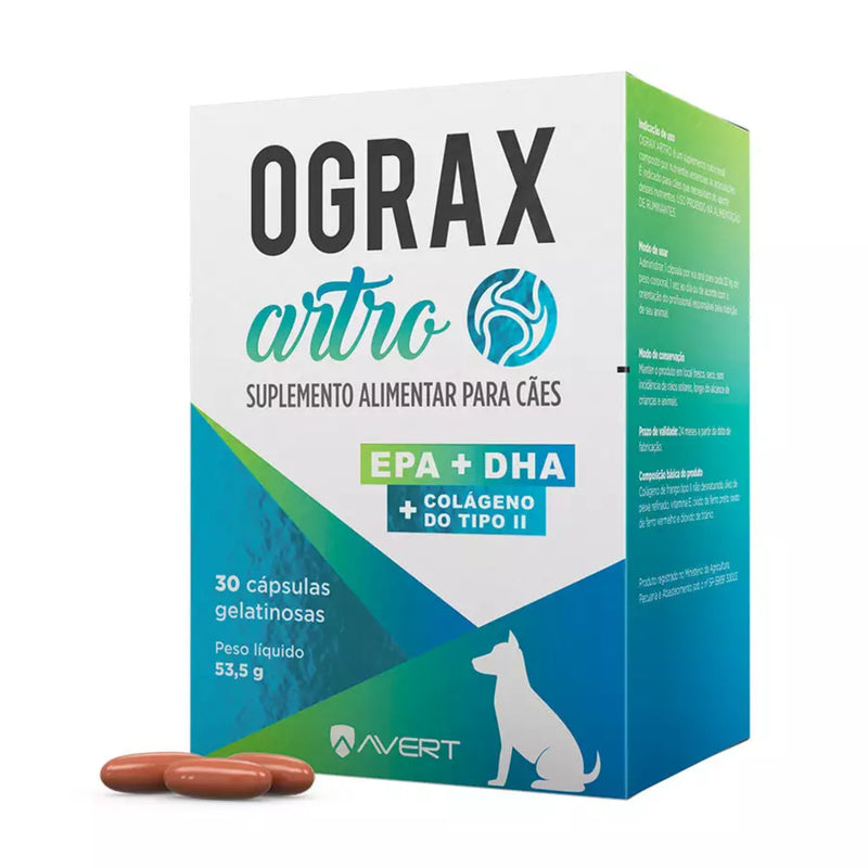 Suplemento Alimentar Ograx Artro para Cães 30 cápsulas