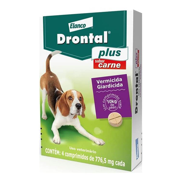 Vermífugo Elanco Drontal Plus para Cães até 10kg Sabor Carne 4 comprimidos