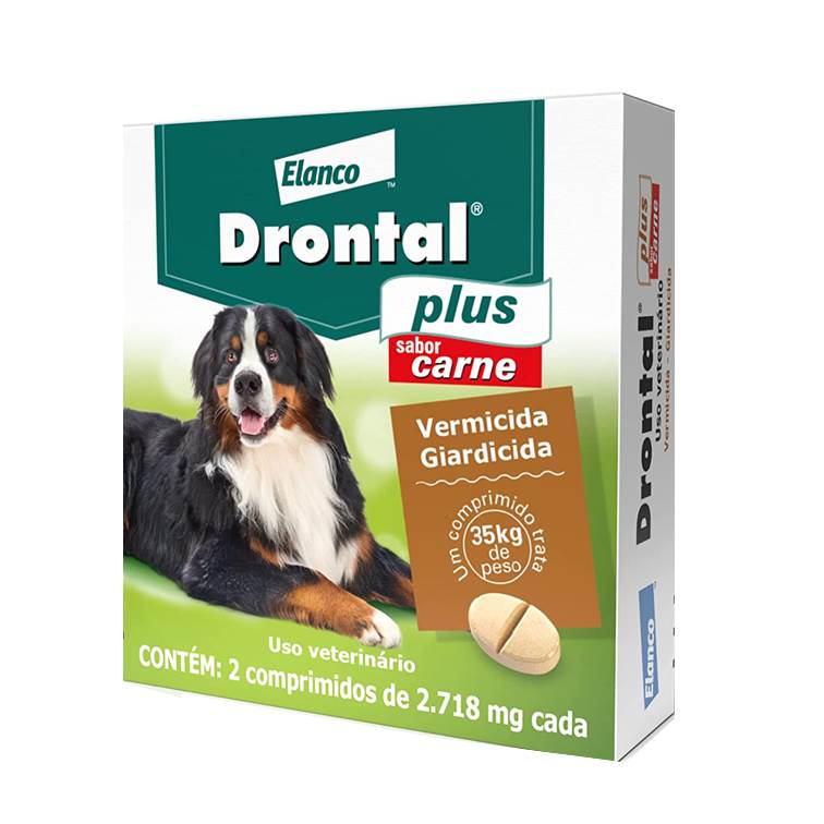 Vermífugo Elanco Drontal Plus para Cães 35kg Sabor Carne 4 comprimidos