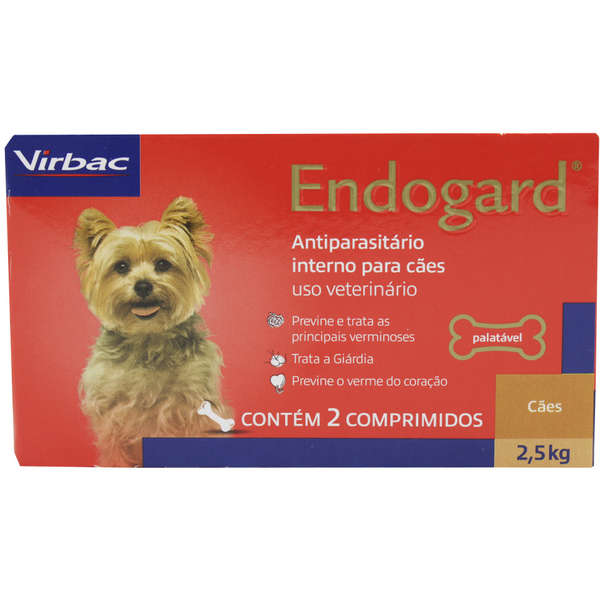 Vermífugo Endogard 2,5kg Virbac 2 comprimidos