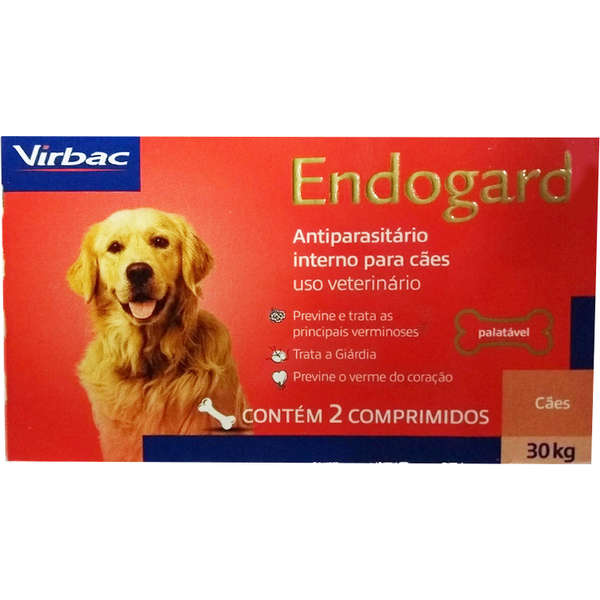 Vermífugo Endogard 30kg Virbac 2 comprimidos