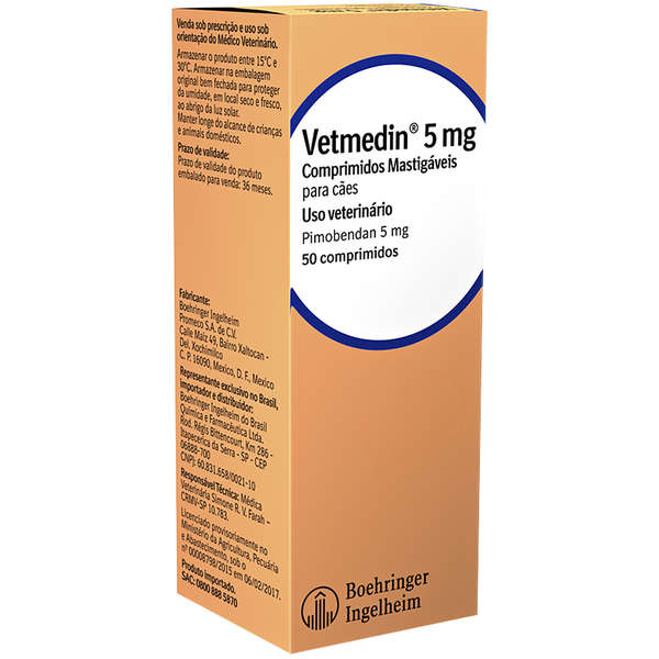 Vetmedin 5mg 50 Comprimidos Mastigáveis para Cães