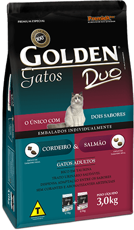 Ração Golden Duo Gatos Adultos Cordeiro e Salmão 3kg