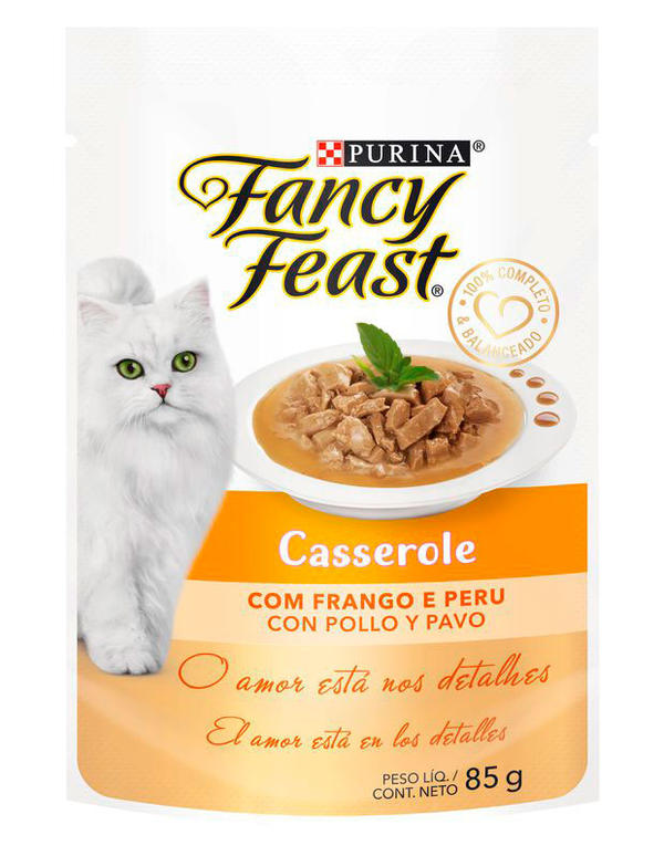 Alimento Úmido para Gato Fancy Feast Sachê Casserole Frango e Peru 85g