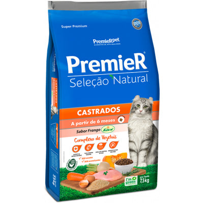 Ração Premier Seleção Natural Gato Adulto Castrado 7,5kg