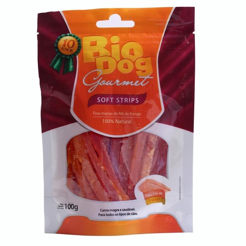 Petisco BioDog Gourmet Soft Strips 100g